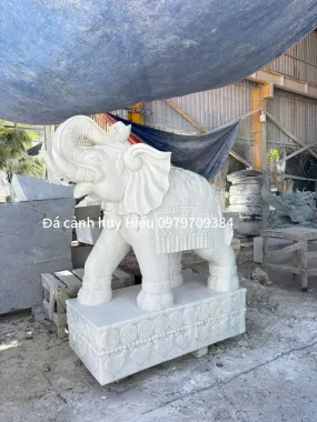 Tượng Voi Đá Tự Nhiên Nguyên Khối Chạm Khắc Thủ Công